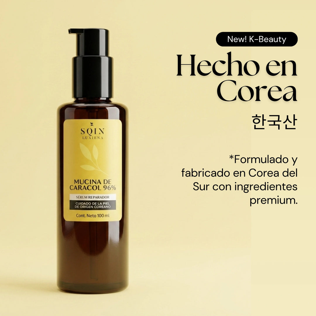 Sqin Luxiena Serum Baba de Caracol Coreano, Mucina de Caracol 96%, Repara e Hidrata la piel, Skincare Coreano, Snail Mucin, 100 ml.