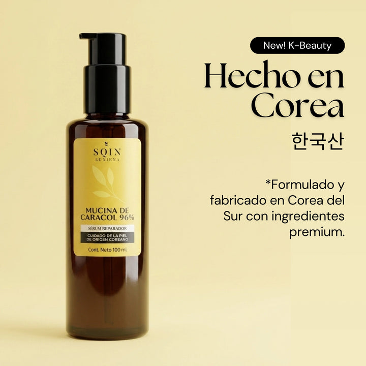Sqin Luxiena Serum Baba de Caracol Coreano, Mucina de Caracol 96%, Repara e Hidrata la piel, Skincare Coreano, Snail Mucin, 100 ml.